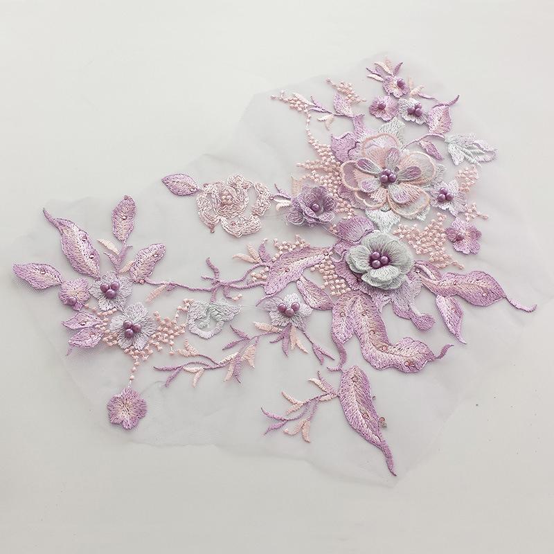 1 шт. кружевная ткань отделка сетчатый воротник для свадебного платья костюмы кружевные цветы нашивка DIY аксессуары 33X26CM