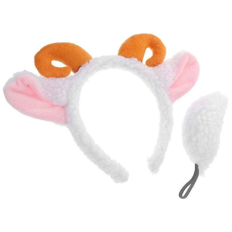 Plush Sheep Headband for Women 1Set Lamb Horn and Tail Party Accessory