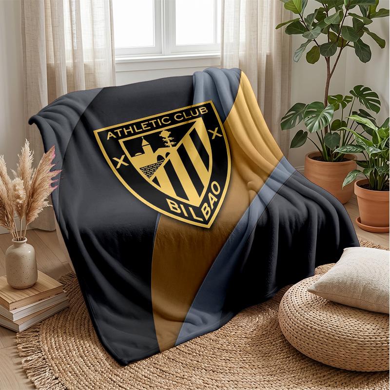 Athletic Bilbao Football Print Flannel Blanket, Soft Warm Lightweight Throw Blanket for Sofa Bed Camping