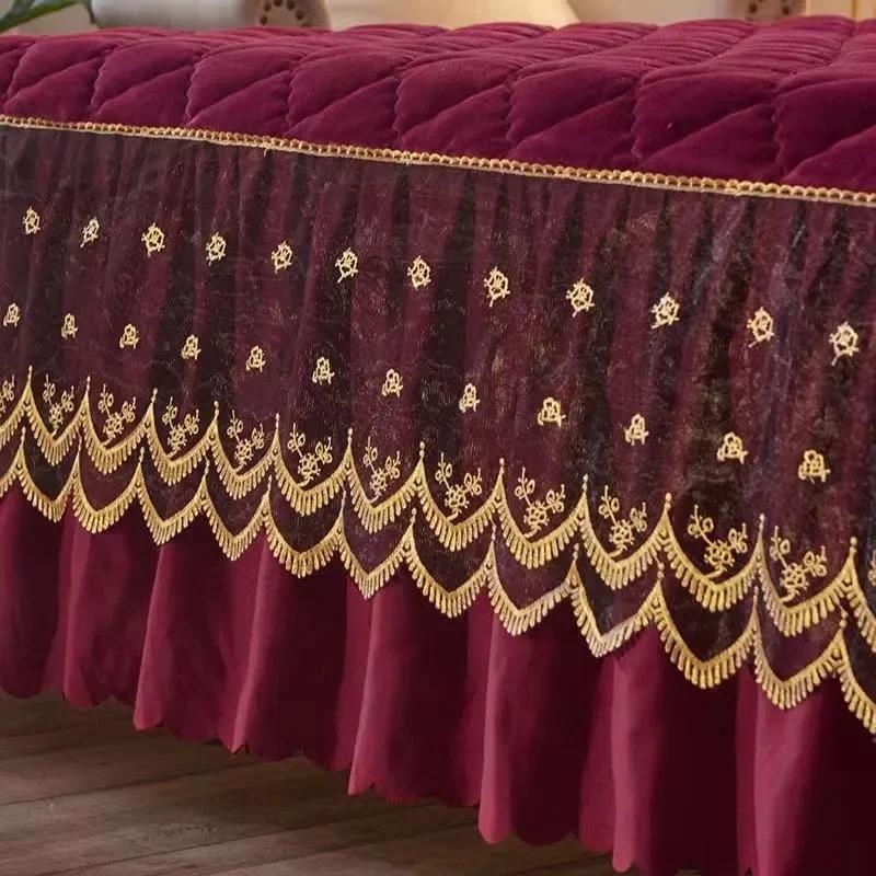 Luxury Winter Fast Warm Velvet Bed Skirt Ultra Soft Thick Flannel Quilted Bed Sheet Non Slip Bed Cover Bedspread King Size