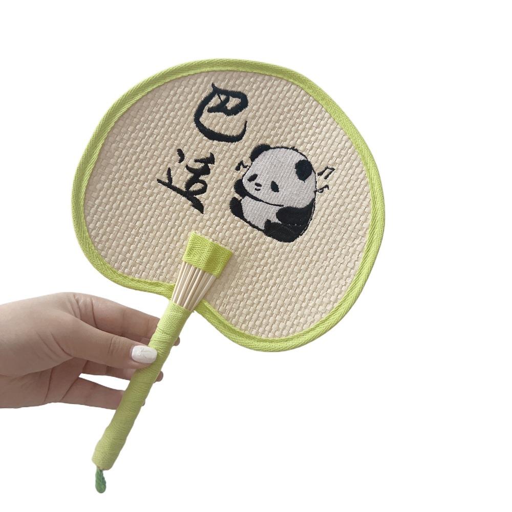 Decorative Straw Group Fan Chinese Style Summer Panda Fan Practical Handmade Straw Fan  Travel