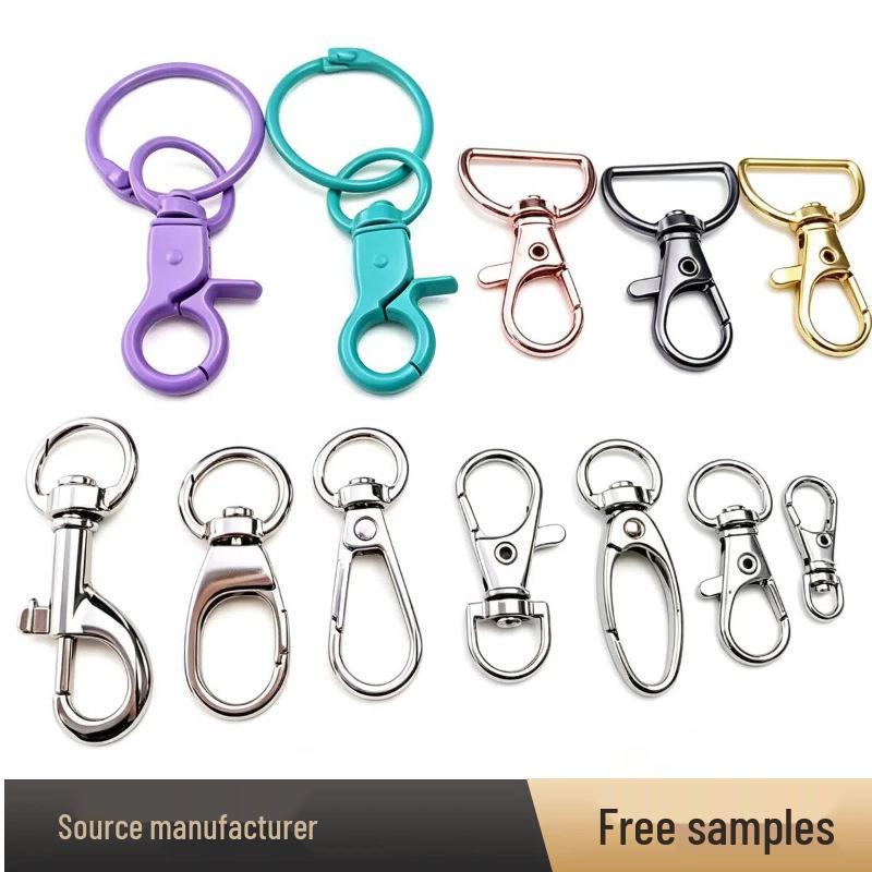 Zinc Alloy Rotating Lobster Claw Keyring for Dolls, Keychains, Luggage, and Accessories