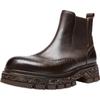 Chelsea Boots Men'S Boots Leather High-Top British Carved Brock National Style Short Boots Autumn And Winter Thick-Soled Cowhide Boots
