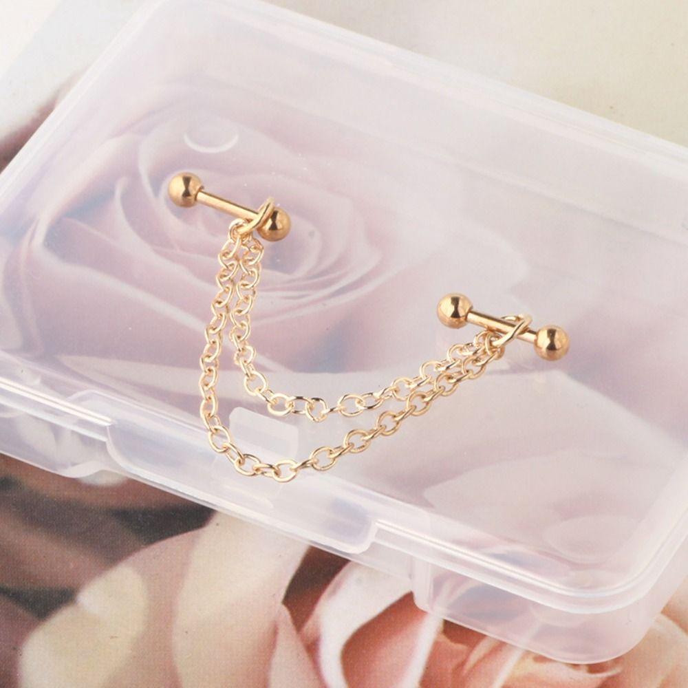 Серьги-цепочки для хряща, промышленные серьги-цепочки из нержавеющей стали, двойной пирсинг, модная вечеринка