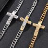 Cross Bracelet Men Jewelry silver/Gold Color 21CM INRI Crucifix Jesus Piece Cuban Link Hand Chain Bangle Christmas Gift