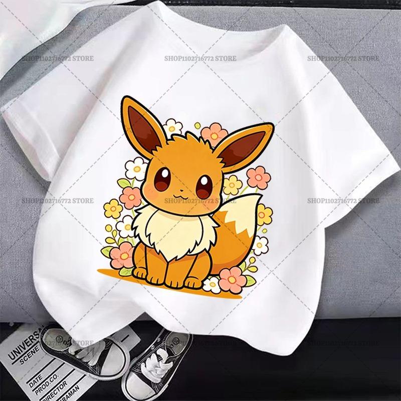 Pokemons Kids Clothing Summer Anime Printed Tops Cartoon Fashion Short Sleeve Loose Casual Tee Popular Design Girl Boy T Shirts