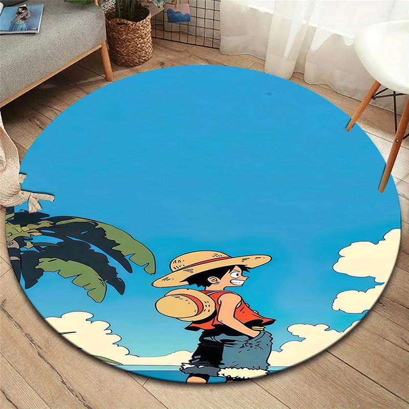 Круглый ковер с изображением Манки Д. Луффи Ковер для гостиной, спальни, дивана, игровой комнаты Декор Нескользящий коврик для пола