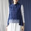 Johnature Женские винтажные жаккардовые темно-синие пуговицы в китайском стиле, осенние жилеты