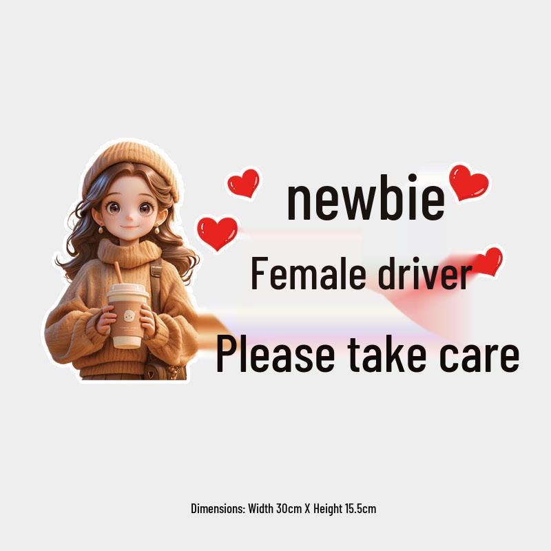 New Female Driver Reflective Rear Windshield Waterproof Warning Sticker