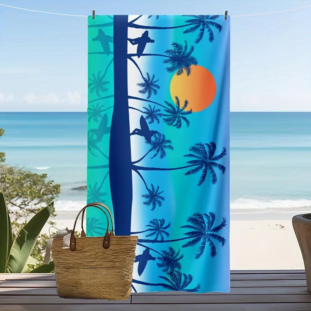 Tropical Palm Sunset Design Pattern Printed Beach Towel Microfiber Towel Thin Quick Dry Absorbent for Beach Swimming Sports