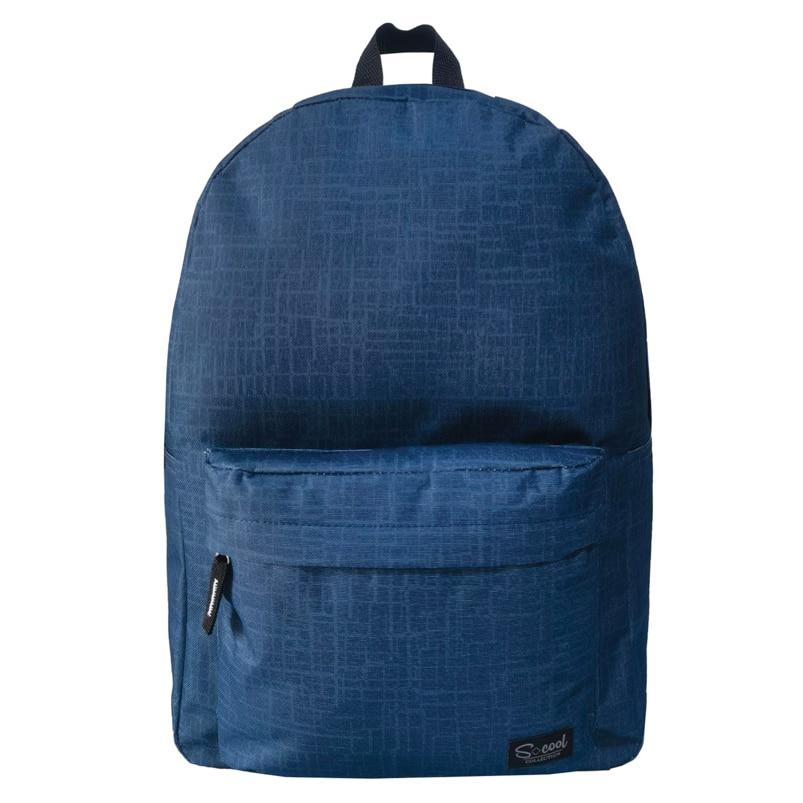 S-Cool Denim High School Backpack, Blue, 43x30x16cm, Large Capacity Student Backpack