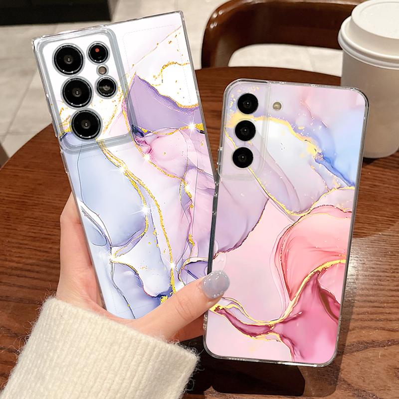 Прозрачный чехол для телефона с мраморным узором для Samsung Galaxy S26 S25 S24 S23 Ultra S22 Plus S24 S21 FE S25 Edge Прозрачный мягкий чехол из ТПУ
