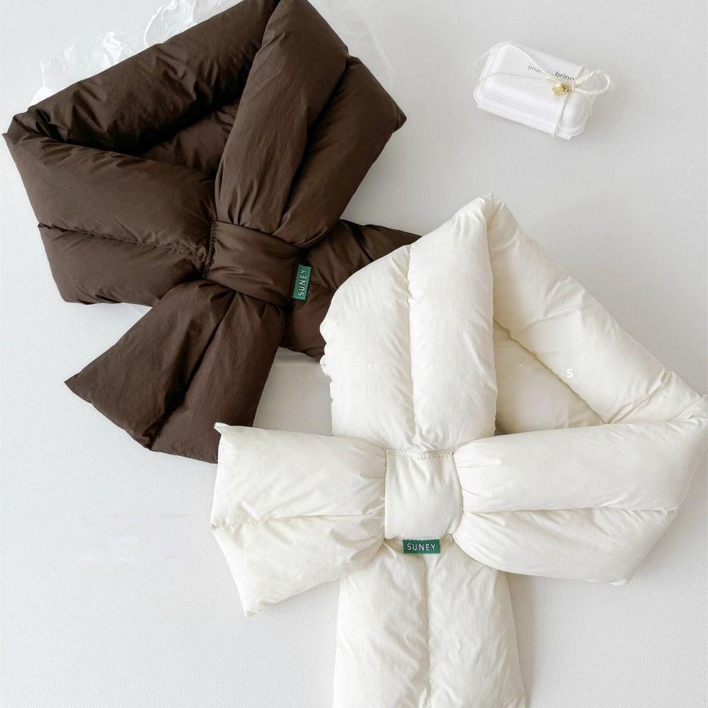 Windproof Cross Feather Shawl Korean Style Down Neck Scarf Casual Cotton Padded Scarf Hiking