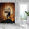 1 шт. 180x180 см занавеска для душа с изображением оранжевого, черного кота и тыквы на Хэллоуин, водонепроницаемая и устойчивая к плесени