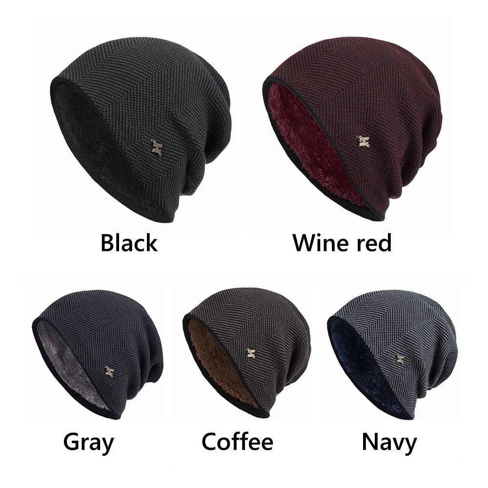 Unisex Cotton Wool Hat Skullies Men's Knitted Hat Winter Warm Hat Casual Beanies Thick Fleece Hat