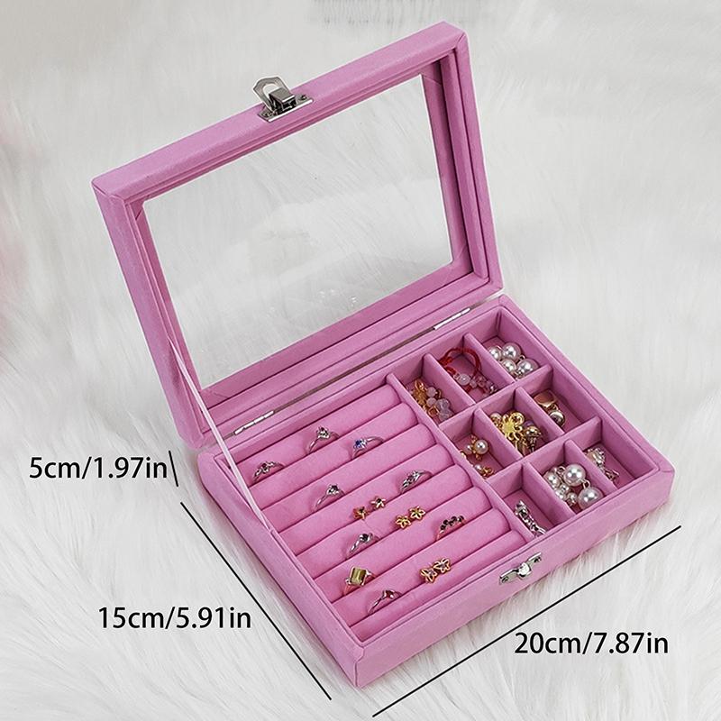 New Transparent Window Large Capacity Jewelry Storage Box, Simple And High-End Ring Necklace Jewelry Storage Display Box