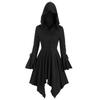 Women's Cocktail Lace Up Hooded Placket Ruffle Sleeve Irregular Hem Cape Dresses