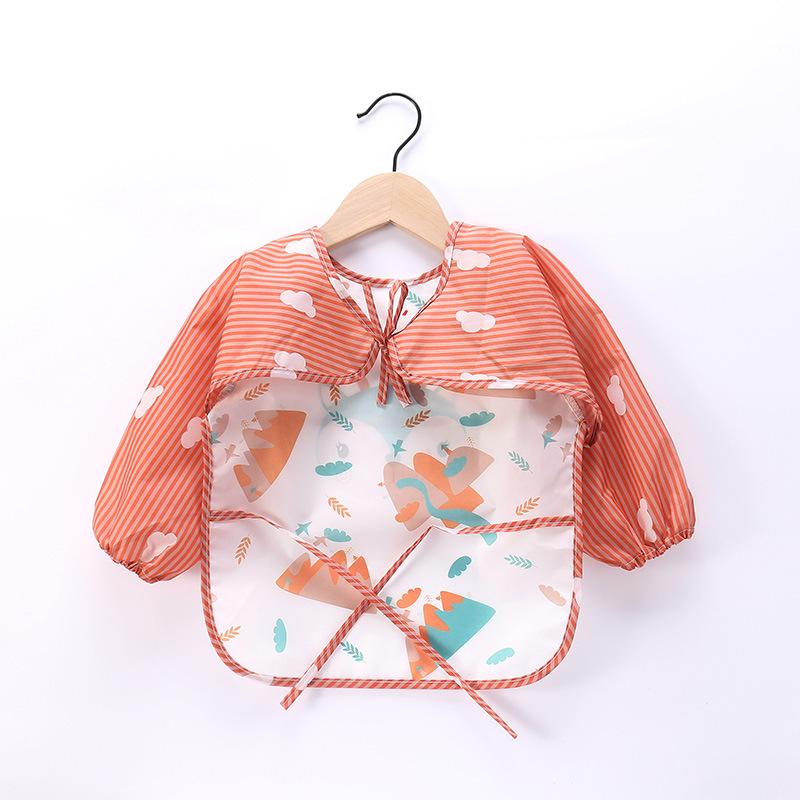 Baby Long Sleeve Scarf Waterproof Toddler Art Smock Feeding Bib Apron Pocket Infant Boys Girls Burp Cloth Banana Bibs for1-3Year