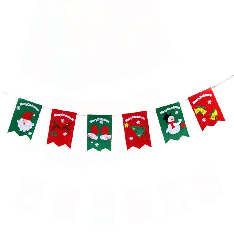Festive Merry Christmas Bunting Hanging Banner Flag For Xmas Party Decoration