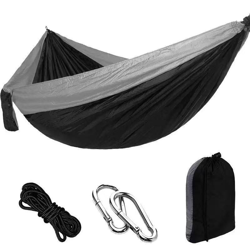 Camping Hammock Outdoor Portable Parachute Nylon Hammock Single Double Travel Hammock with Straps Hooks 300kg Capacity