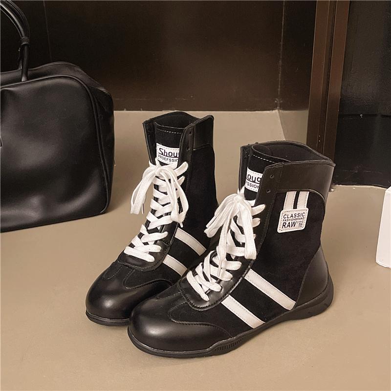 Fashion Retro Brown Suede Thick Bottom Ankle Boots Women 2025 Winter Comfort Non Slip Lace Up Flats Sneakers Woman's Y2K Casual Shoes