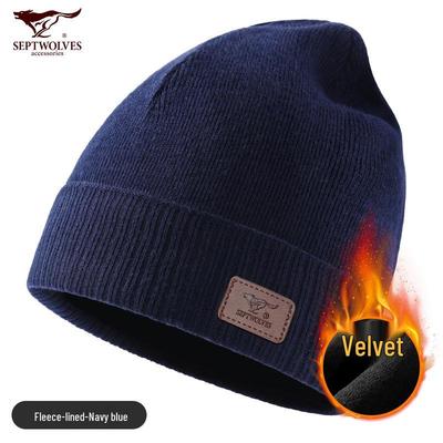 Мужская зимняя вязаная шапка-бини Seven Wolves с флисовой подкладкой