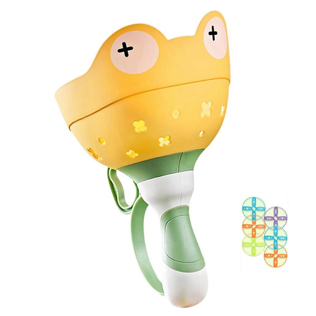 Hand Pulled Flying Saucer Outdoor Toy Kids Flying Disc Saucer Launching Propeller Toy for Family Gathering Yellow