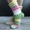 Autumn and Winter Colorful Patchwork Knitted Floor Socks, Warm Fashionable Comfortable Breathable Mid-calf Socks, Women's Socks with Stockings