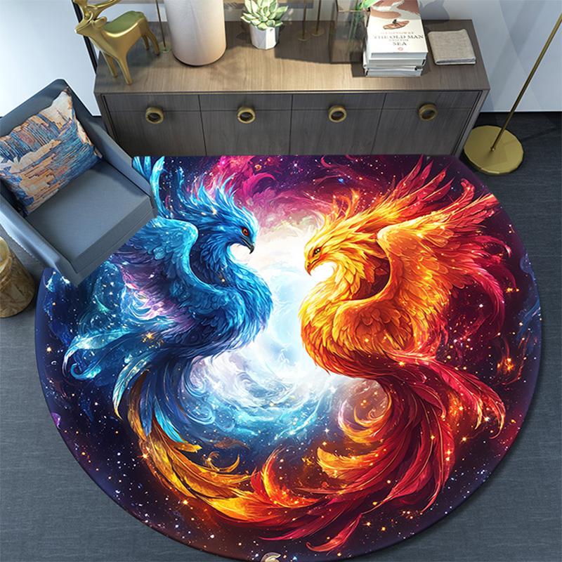 Круглый ковер Phoenix Art, Ковер для гостиной, спальни, дивана, игровой комнаты, Декор, Нескользящий коврик для пола