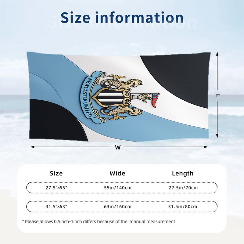 Пляжное полотенце Newcastle United Football Мягкое из микрофибры Летнее полотенце Быстросохнущее Впитывающее полотенце для пляжа Бассейна Путешествий