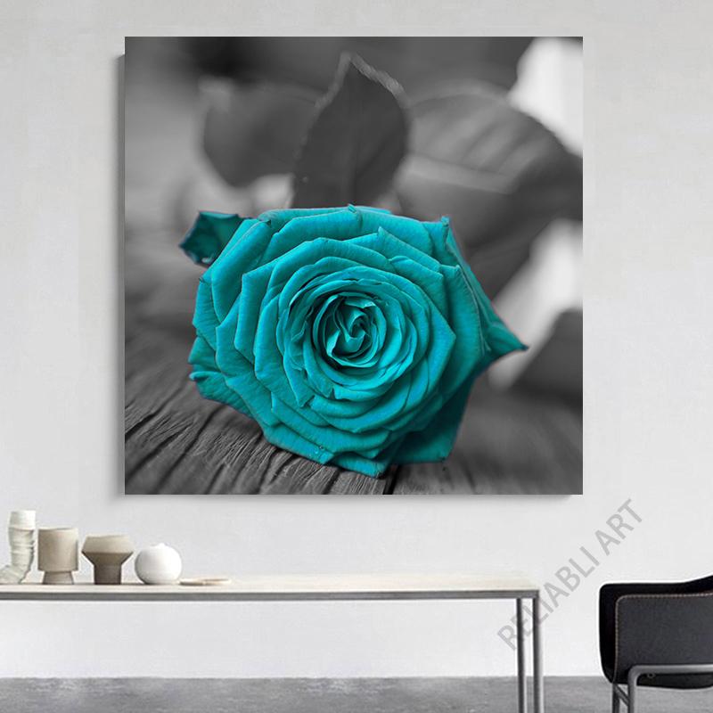 Винтажные бирюзовые настенные художественные розы, печать на холсте, фотографии, романтические постеры о любви для спальни, декора гостиной, Cuadros
