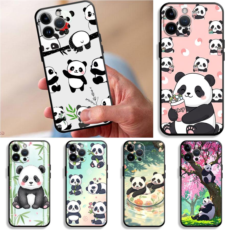 Чехол для телефона Apple iPhone 17 Pro Max 14 12 15 Pro 7 8 11 17e XR XS MAX 13 Air 16 Funda Чехол для телефона Мультяшный Милый Панда