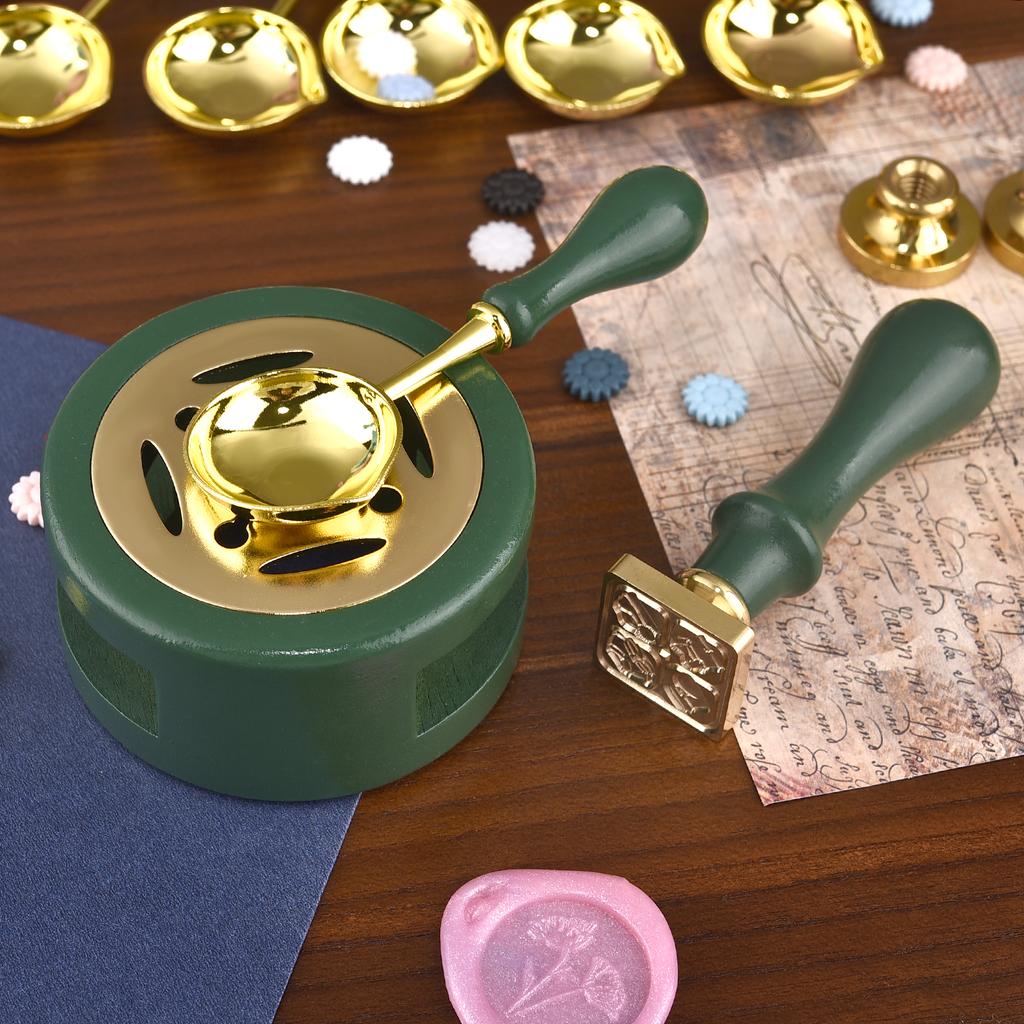 2/3Pcs Set Retro Sealing Wax Furnace Stove Pot Wood Handle Sealing Wax Spoon Wax Sealing Decorative For Candle Stamp Wax Stamp