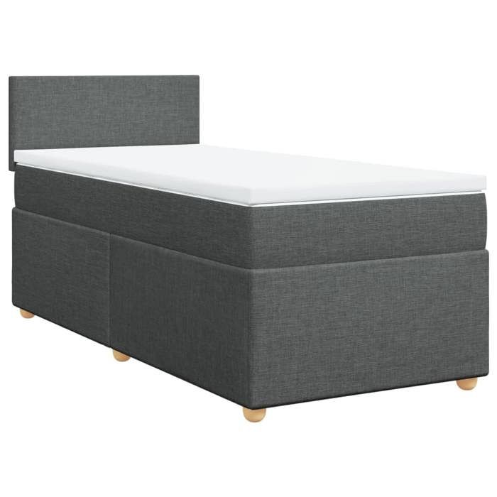 Maison Exclusive - Sommier à lattes de lit avec matelas Gris foncé 80x200 cm Tissu
