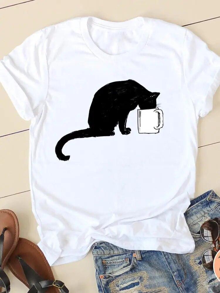 Футболки с леопардовым принтом Love Paw Cat Dog с коротким рукавом, женская летняя повседневная одежда, женская модная женская футболка, футболка с рисунком