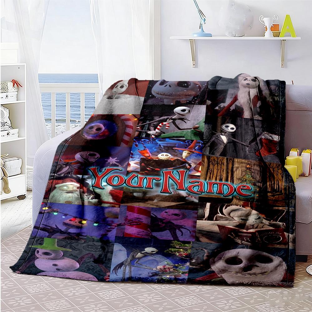 Christmas Nightmare Customize Text Blanket Lightweight Personalized Blanket Ultra-Soft Suitable for Living Room Nap Livingroom Home Decor