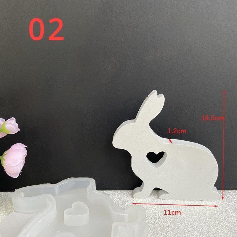 Cute Rabbit Candle Silicone Moulds Gypsum Car Mounted Incense Expanding Gypsum Soap Molds Easter Bunny Aromatherapy Candle Mold