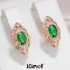 Kinel Shiny Green Zircon Drop Earrings For Women Rose Gold Color Trendy Jewelry Daily Wear