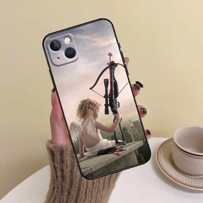 Художественный чехол для телефона с изображением ангела Амура для iPhone 16 Pro Max 14 13 12 11 15 17 Pro Max mini Plus 16e 17 Air Cover Funda