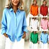 Летняя европейская и американская женская новая однотонная простая рубашка с длинным рукавом 2026 года