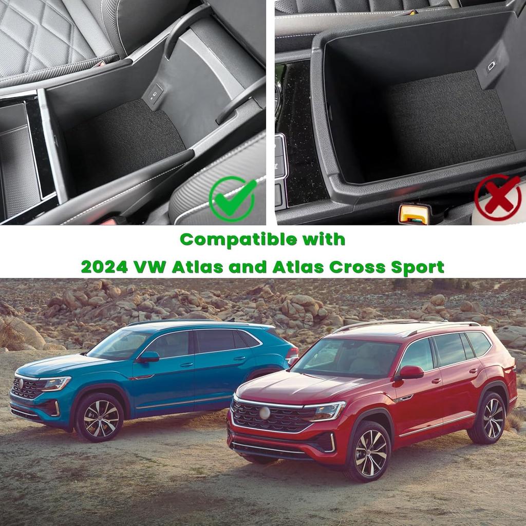 Органайзер для центральной консоли, совместимый с VW Volkswagen Atlas и Cross Sport 2024 2025, ящик для хранения в центральной консоли, аксессуары для интерьера(Подлокотник
