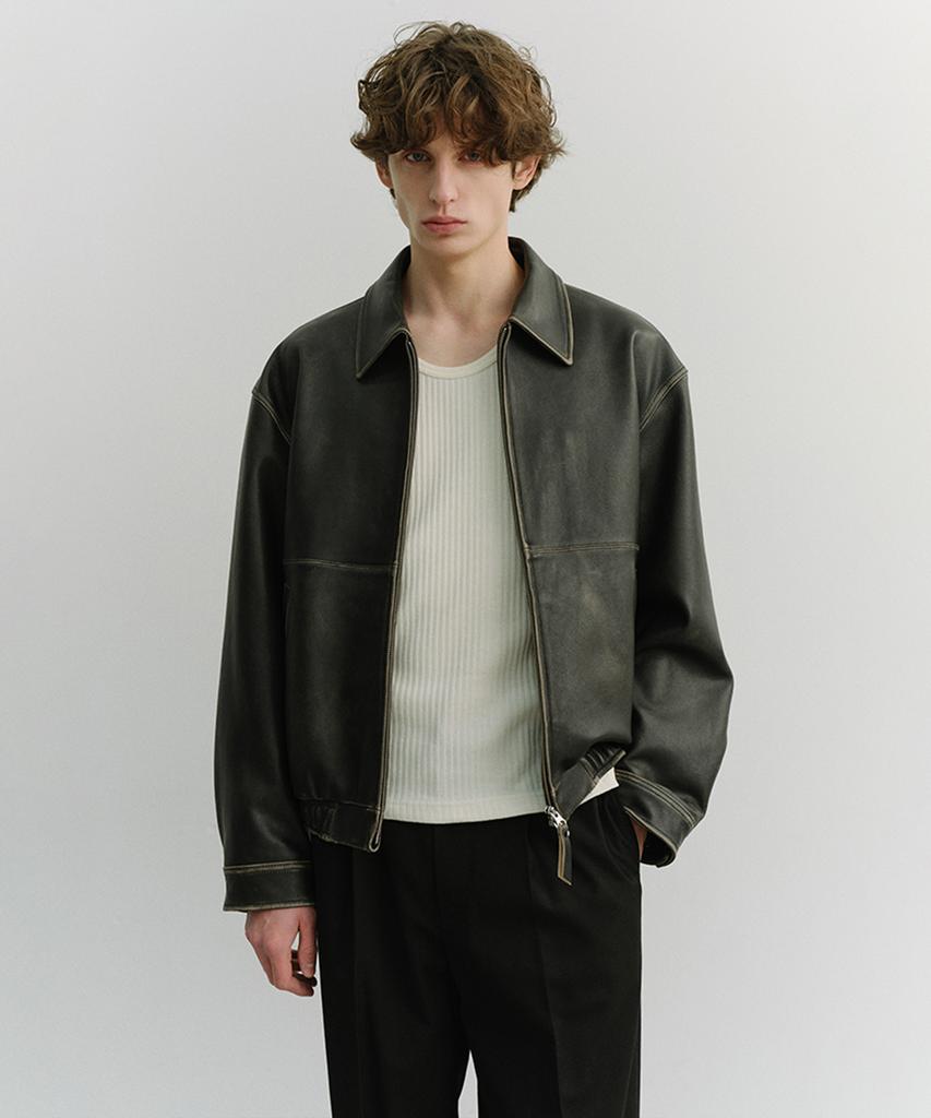 Dunst For Men Drizzler Leather Jacket_Unisex_Udju6A105_Brushed Black