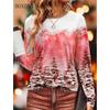 Autumn Winter Snowscape Christmas Style Women T-Shirts Long Sleeve 3d Print Street Hip Hop Ladies Tees 6XL Plus Size Casual Tops