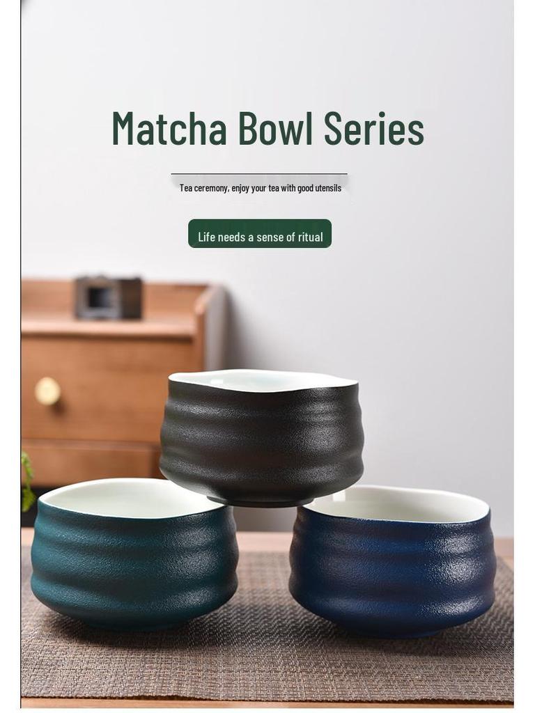 Японский чайный сервиз матча: Керамическая чаша, подставка для часена и инструменты в стиле эпохи Сун