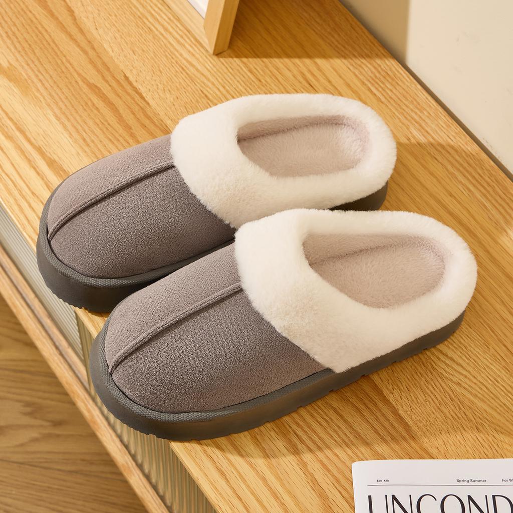 Platform Women Home Slippers Plush Warm Thick Bottom Slides Breathable Soft Non-slip Slippers Indoor Outdoor Men Casual Slippers
