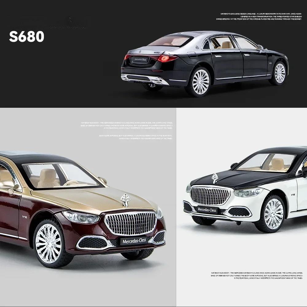 ABAB1 1:24 S680 Luxury Sedan Simulation Diecast Metal Alloy Model Car Sound Light Collection Kids Toy Gift
