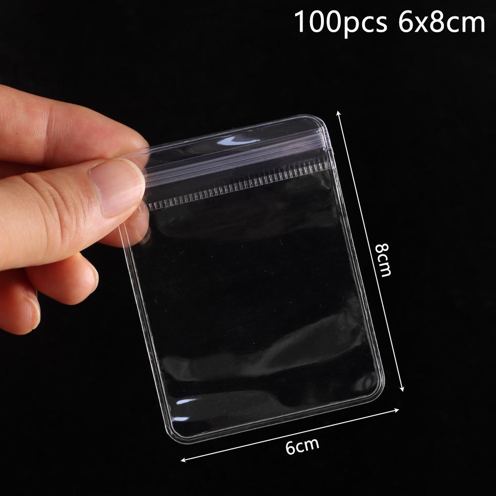 100Pcs PVC Plastic Self Sealing Bag Transparent Jewelry Bag Zip Lock Bags  Necklace Bracelet Ring