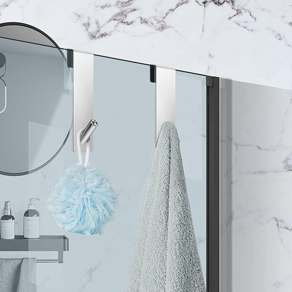 Multi-Purpose Door Hooks Free Punching Frameless Shower Hook Towel Rack Robe Hooks Storage Hanger