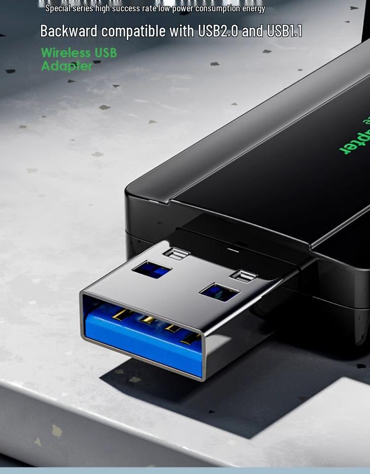 1300M WiFi 6 Dual-Band USB Wireless Network Card for Desktop Computers (Driver-Free)