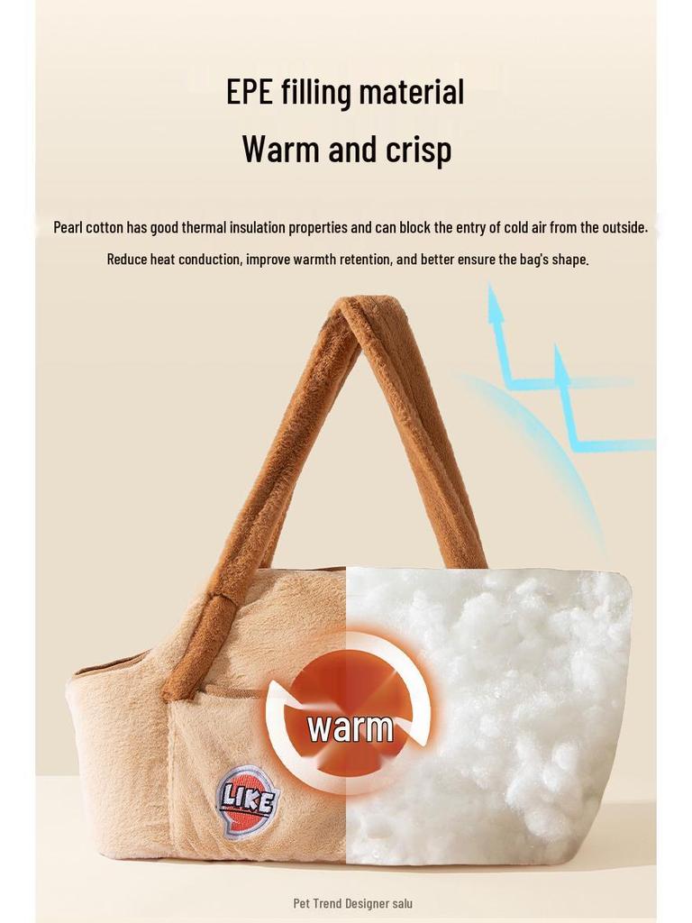 Дорожная сумка-переноска через плечо для питомцев - Теплая, Ветронепродуваемая, для кошек и собак